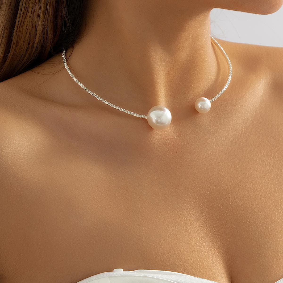 Chain Around The Neck for Women Goth Baroque Pearl Pendant Necklace for Women Vintage Irregular Open Collar Necklace Punk Aesthetic Jewelry 1
