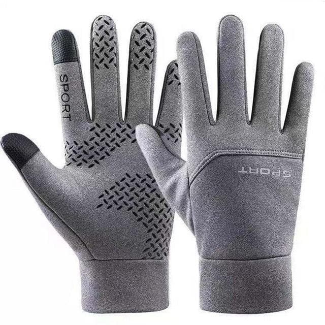 2024 Black Winter Warm Full Fingers Waterproof Cycling Outdoor Sports Running Motorcycle Ski Touch Screen Fleece Gloves M grey