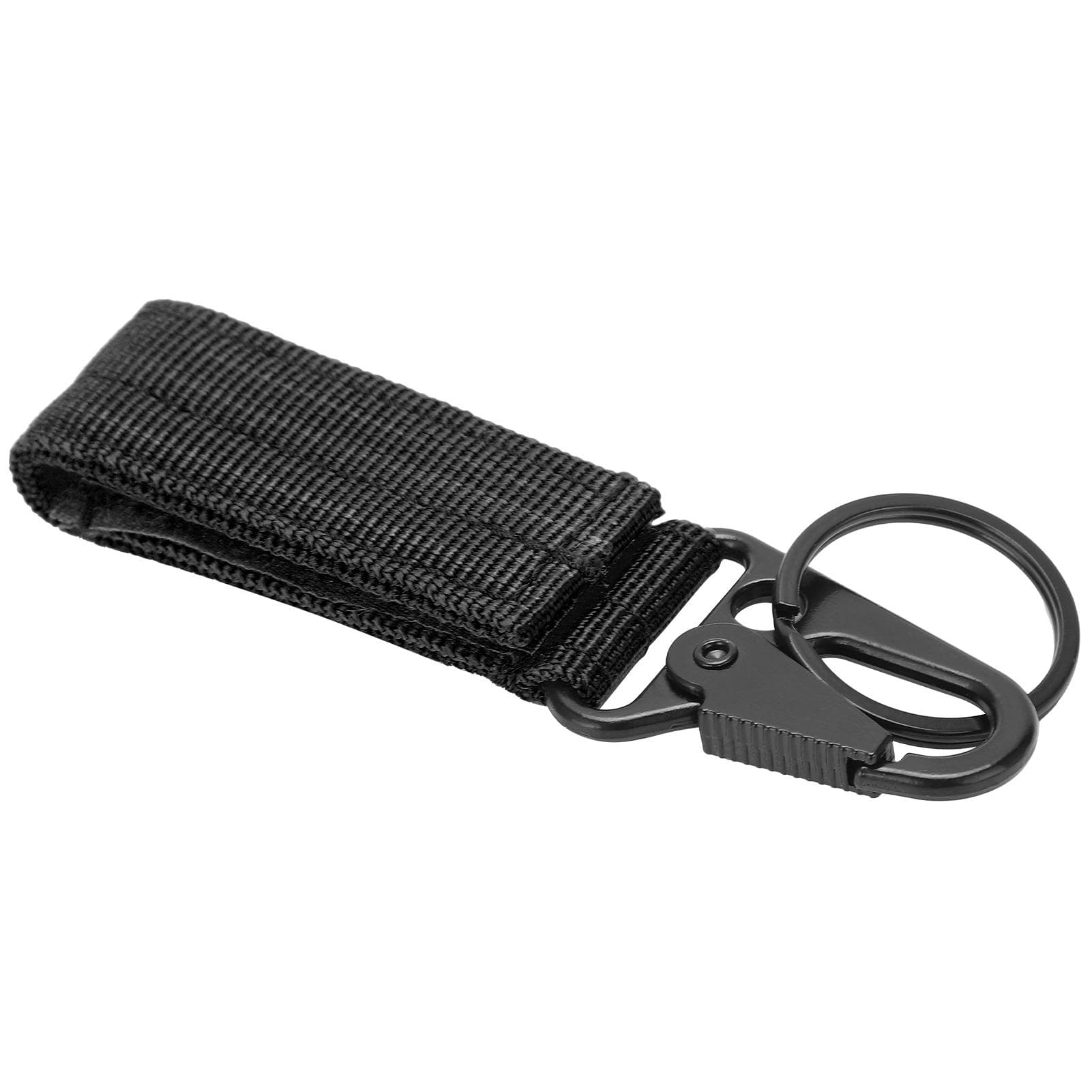 Outdoor Belt Hanging Keychain Carabiner Hook and Loop Strap Keyring Clip Buckle Hanger black