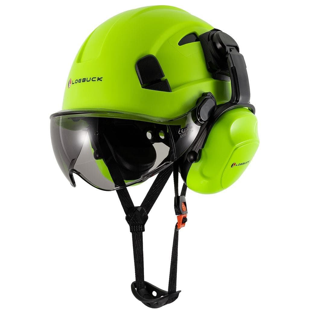 LOEBUCK American style construction work safety helmet with goggles and noise-reducing industrial protective soundproof earmuffs Hard hat Black +T Suit