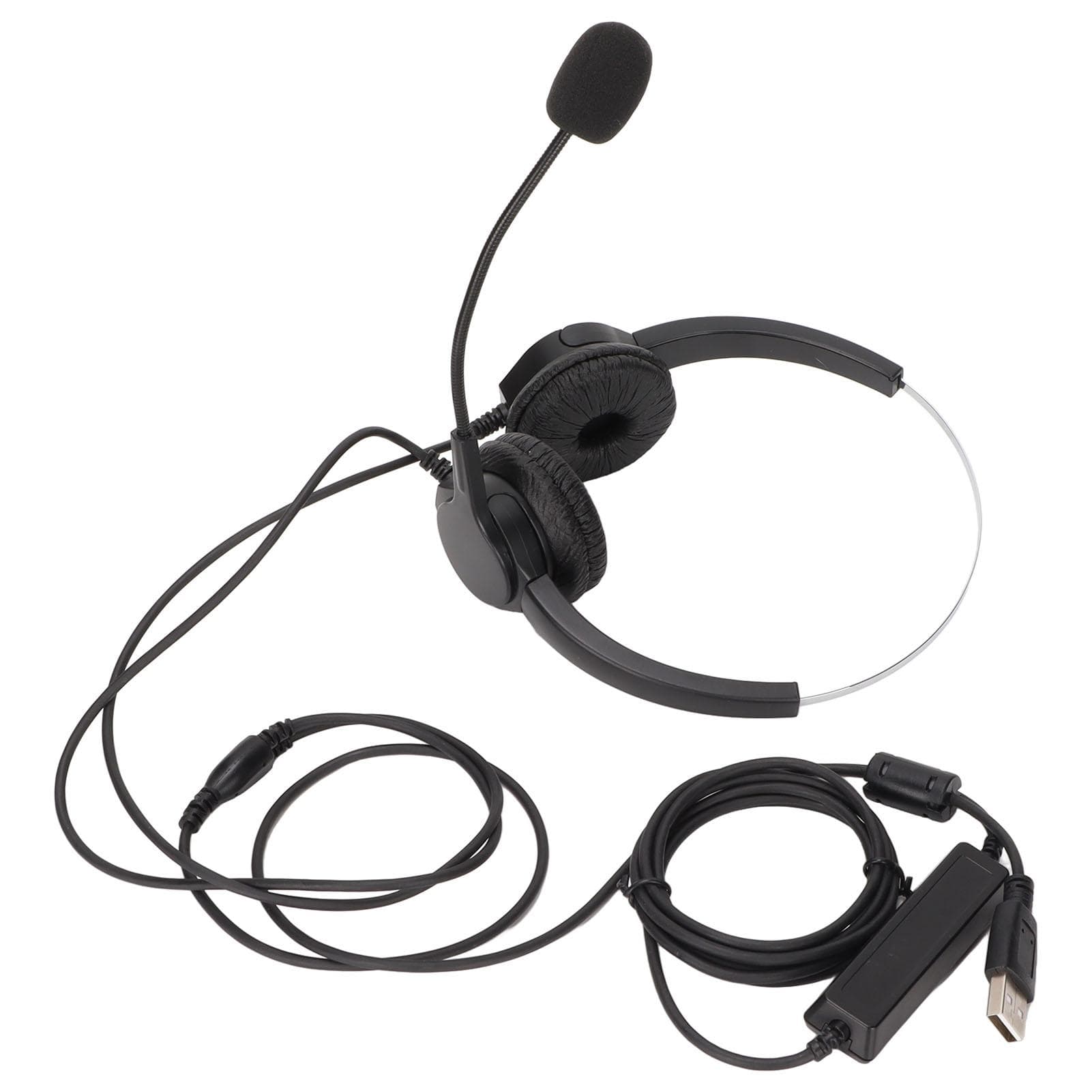 USB Headset Noise Cancelling Wired Call Center Business Headphone with Mic Volume Control for PC