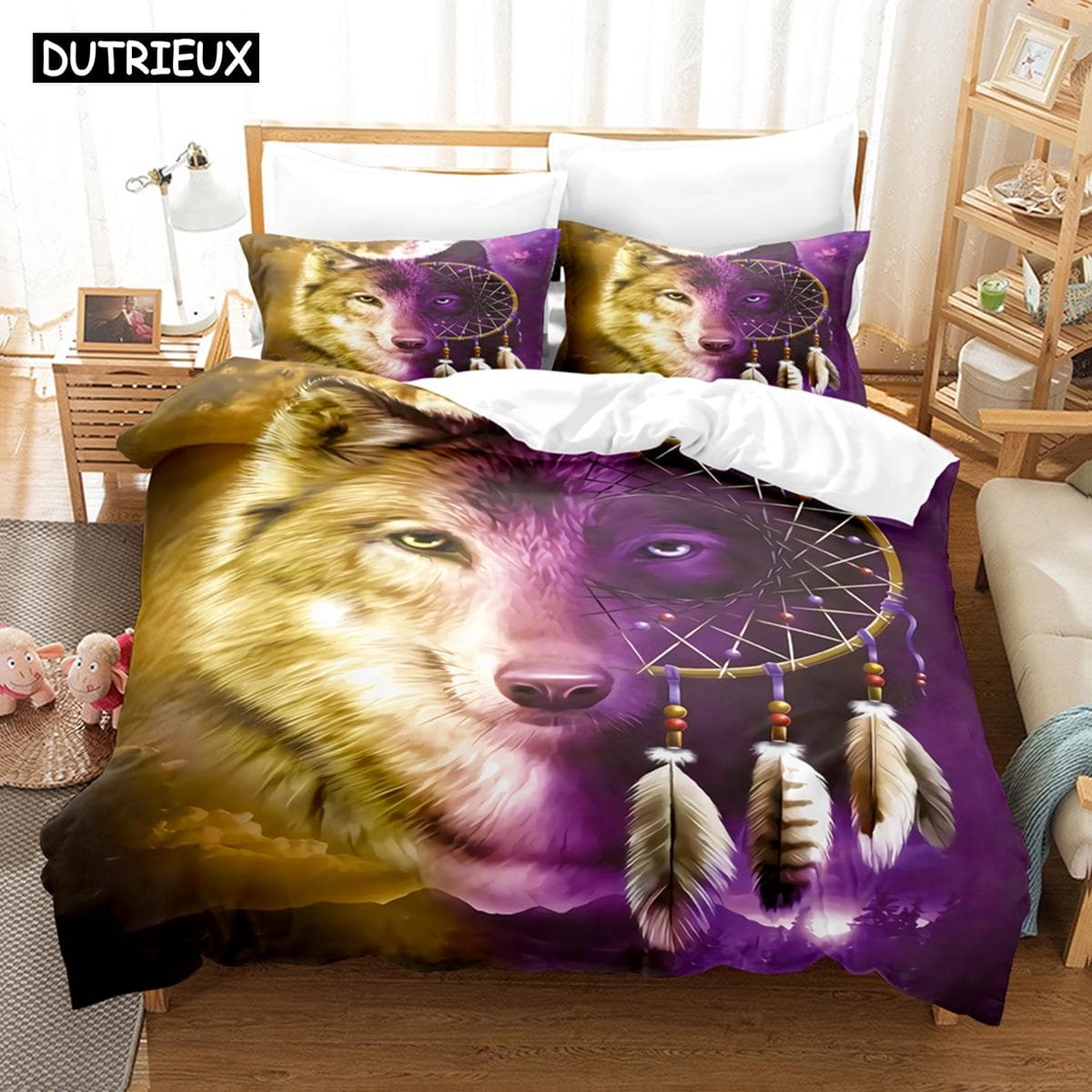 3D Printed  Dream Catcher Bedding Set Down Quilt Cover With Pillowcase Double SIngle King EU single(135x200cm)