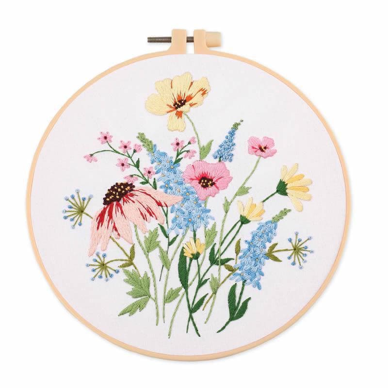 Embroidery kit, Floral Patterns for Beginners, with Hoops, Embroidery Cloth, Needles, Embroidery Thread and Other Tools ZH S836