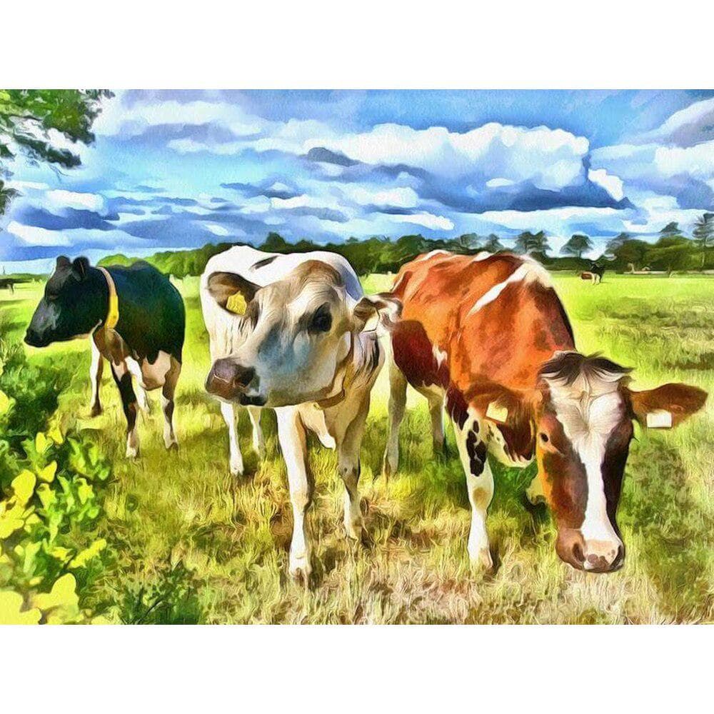 Diamond Embroidery Animals Cow Full Round Netherlands Diamond Painting Rhinestone Cross Stitch 20X30CM