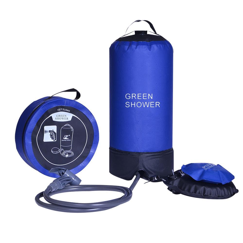 PVC Pressure Shower with Foot Pump Lightweight Outdoor Inflatable Shower Pressure Shower Water Bag blue