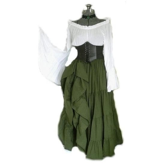 GMXIA Women's Fashion Spring Autumn Solid Color Print Long Sleeve One Shoulder High Waist Casual Dresses XXXXL green