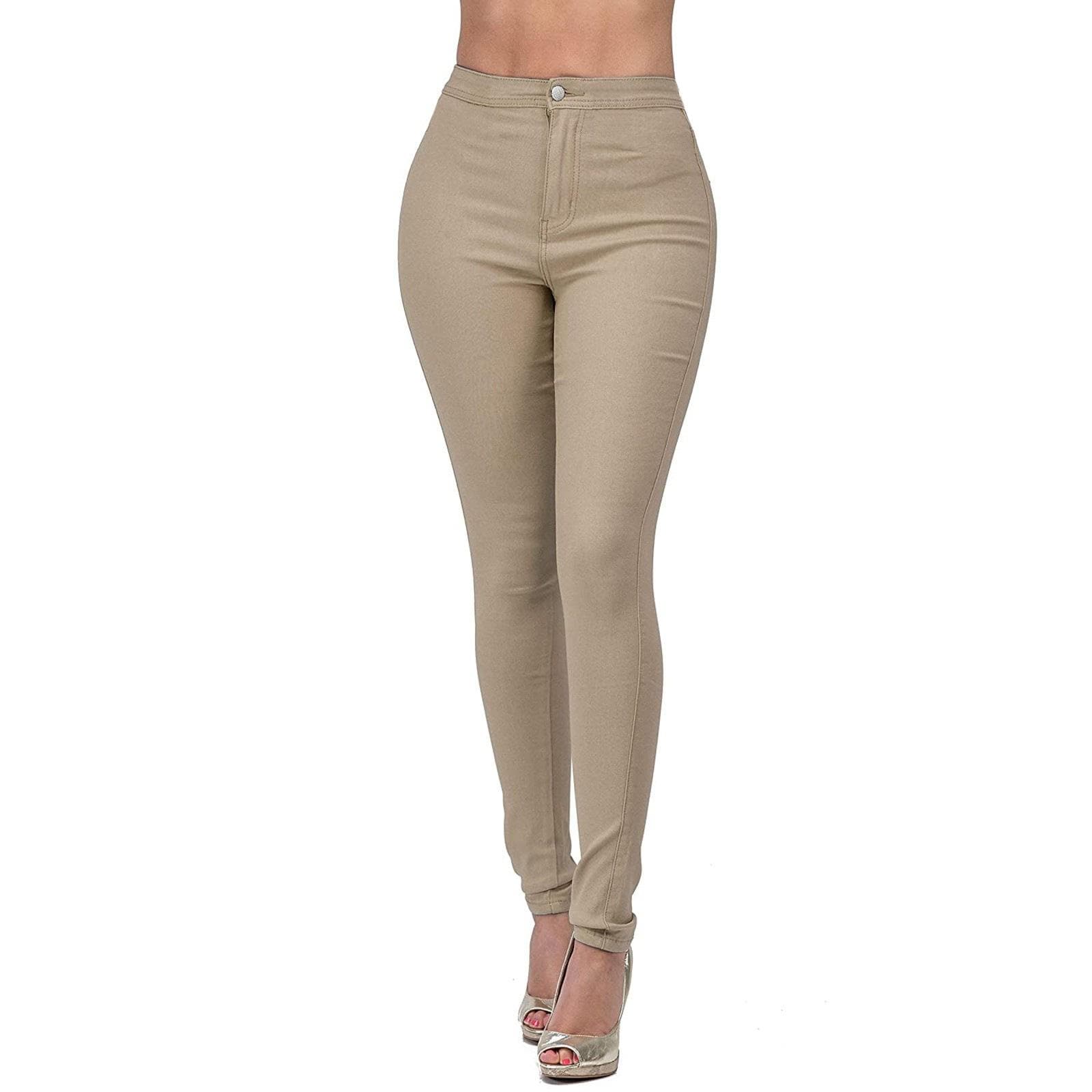 Skinny Jeans for Women Trendy High Waist Slim Fit Comfort Jeggings Jeans Stretchy Denim Pants Work Casual M khaki