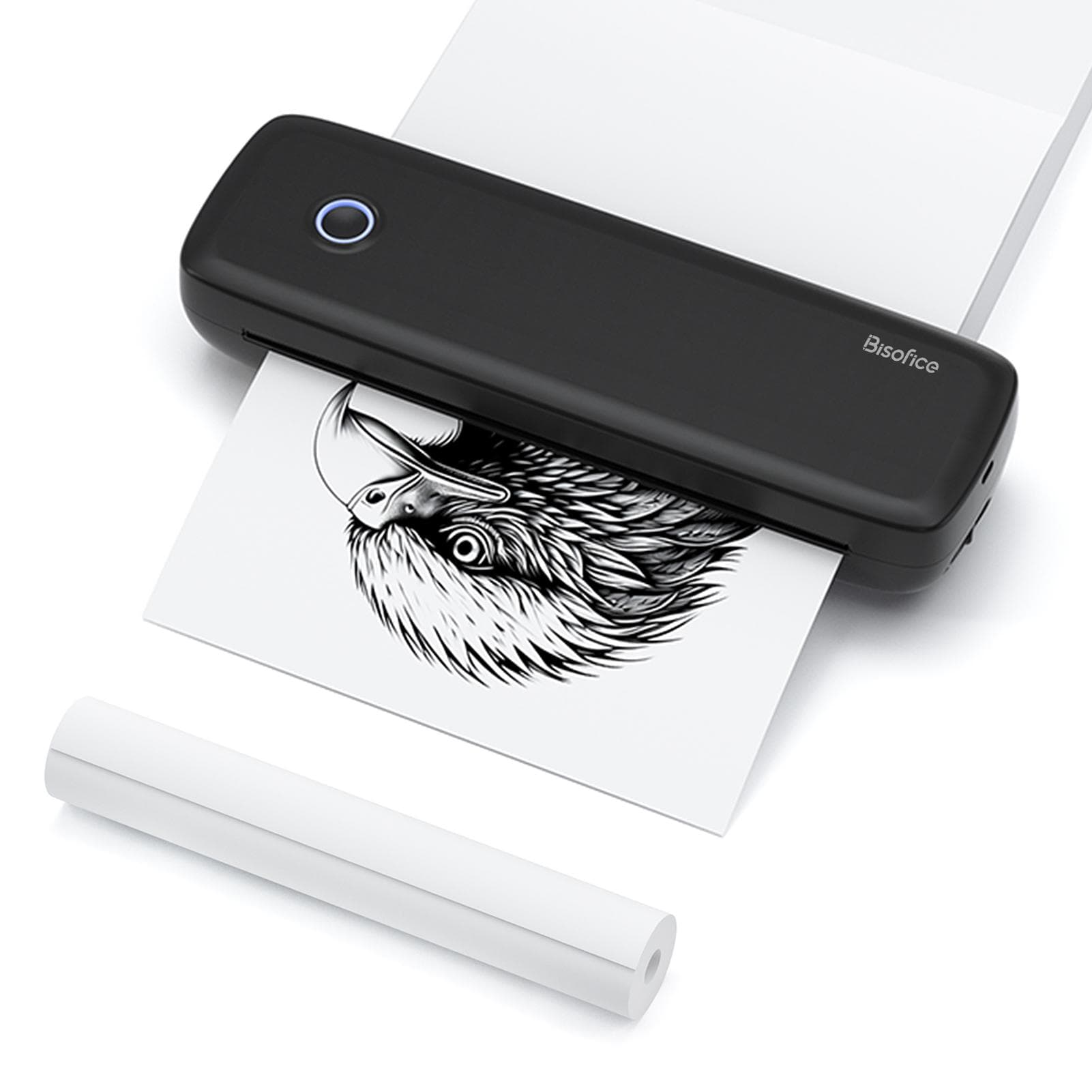 Bisofice A4 Portable Thermal Transfer Printer Wireless&USB Connect Connect with Mobile Computer black