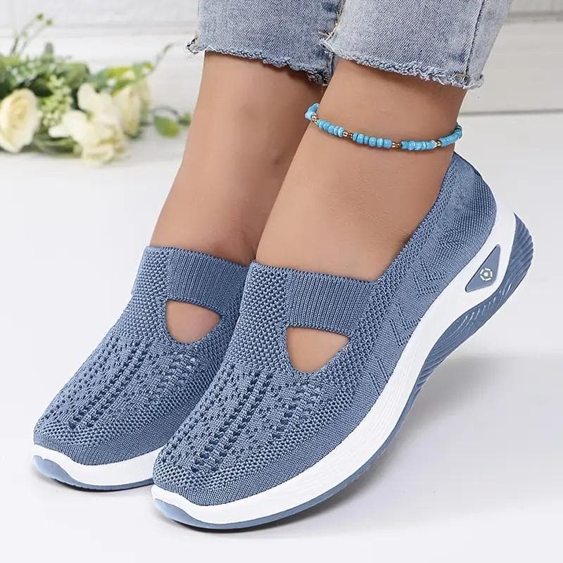 Women'S Shoes 2025 New Style, Breathable Knitted Shoes for Women, Trendy Lace-Up Sports Shoes for Cross-Border Trade 40 sky blue