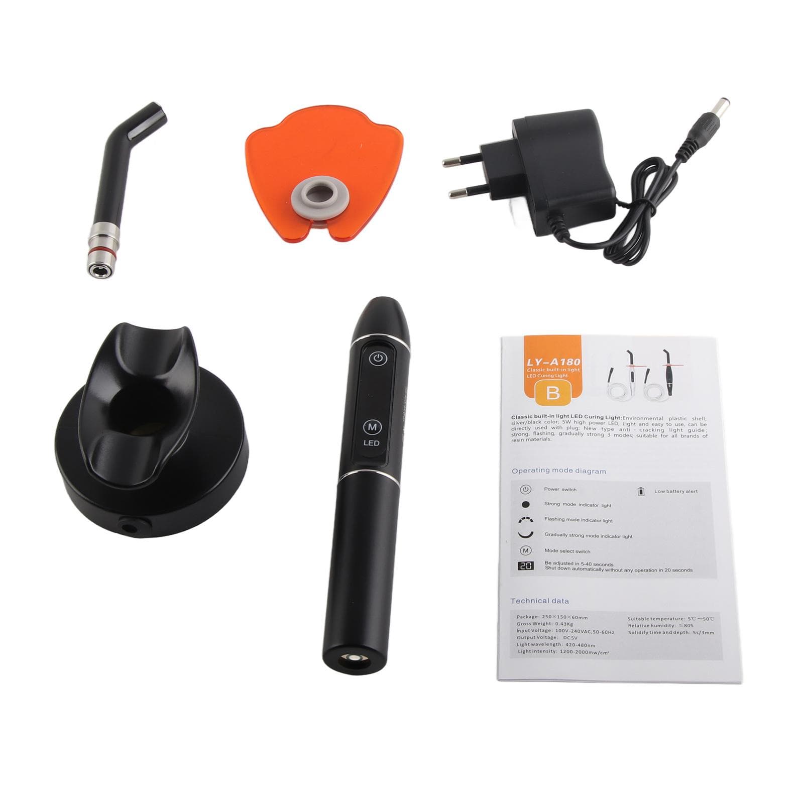 Wireless Cordless LED Dental Curing Machine Light Lamp Black - black