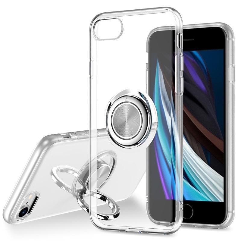 Applicable To IPhone SE3 Transparent Mobile Phone Case Apple XR Integrated Ring Bracket 7/8 Soft Shell Protective Case XS iphone 6/6s