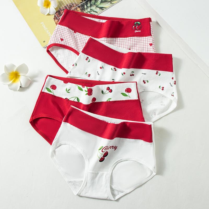 High Waist 4Pcs/Set Cotton Panties Women Underwear Briefs Female Lingerie Plus Size M-5XL M