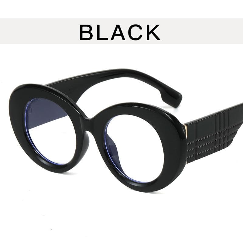 Retro Yellow Stripe Anti Blue Light Glasses Women Luxury Large Round Frame Transparent Eyewear
