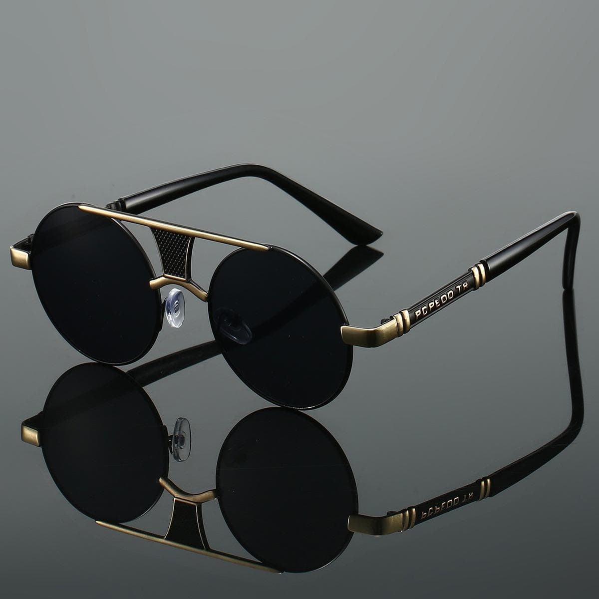 Mens Double Beam Round Frame Sunglasses HD Classic Fashion for Drivers Travel Outdoor Sunscreen Anti Strong Light 1PC