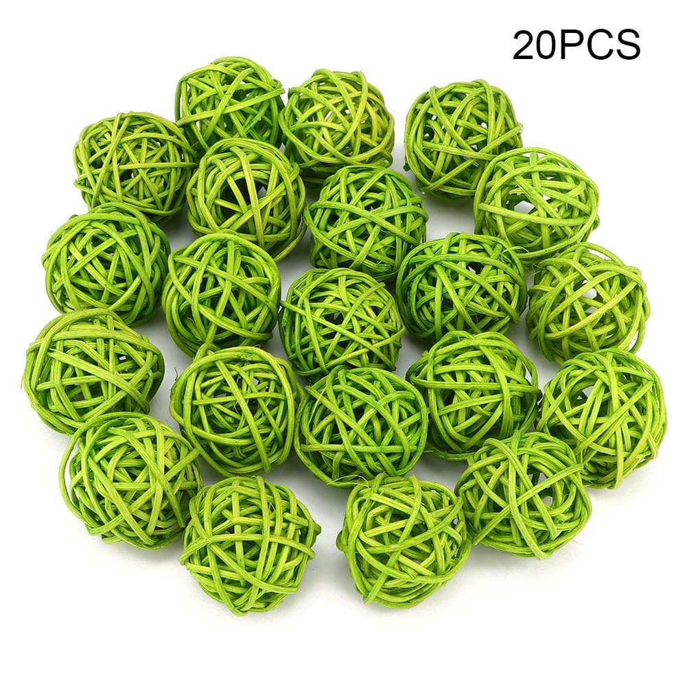 20Pcs Rattan Balls for Garden Wedding Party Christmas Decoration(Green) Yellow