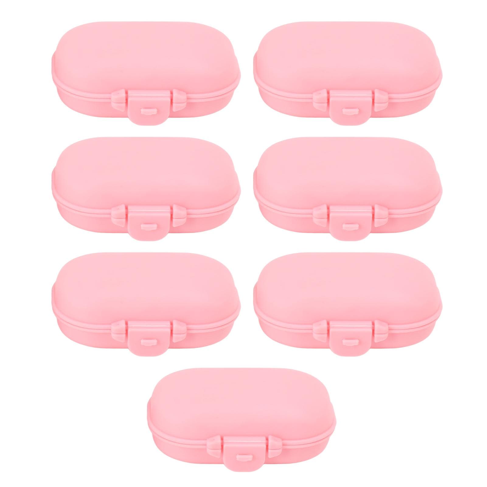 7PCS Medicine Case Portable Detachable Safe Mini 4 Compartments Medicine Organizer for Outdoor pink