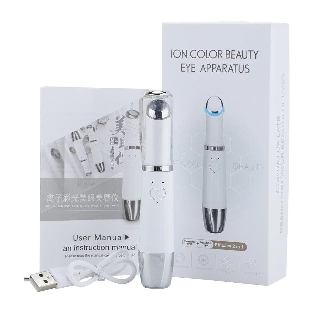 Electric Eye Massager with Heat Vibration LED Photon Therapy Device Anti Aging Dark Circle Wrinkle Removal Beauty Lift Eye Care CN white