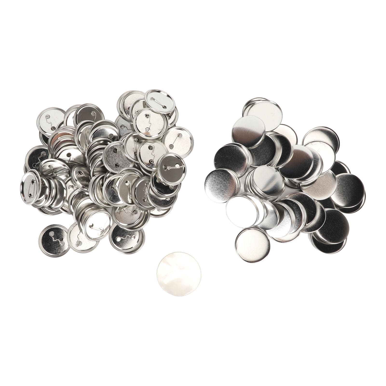 100 Set Pin Back Button Parts Blank Smoothing Metal Durable Clip Button Making Supplies for Badge 56mm / 2.2in