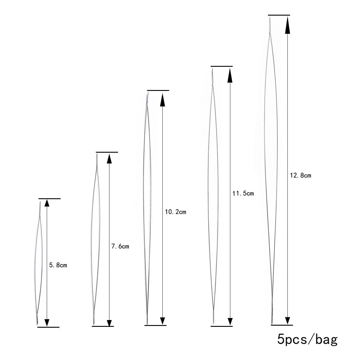 Stainless Steel 5Pcs Opening Curved Beading Needles Tools Pins for bead Threading String Cord Easy DIY Jewelry Findings Making 7