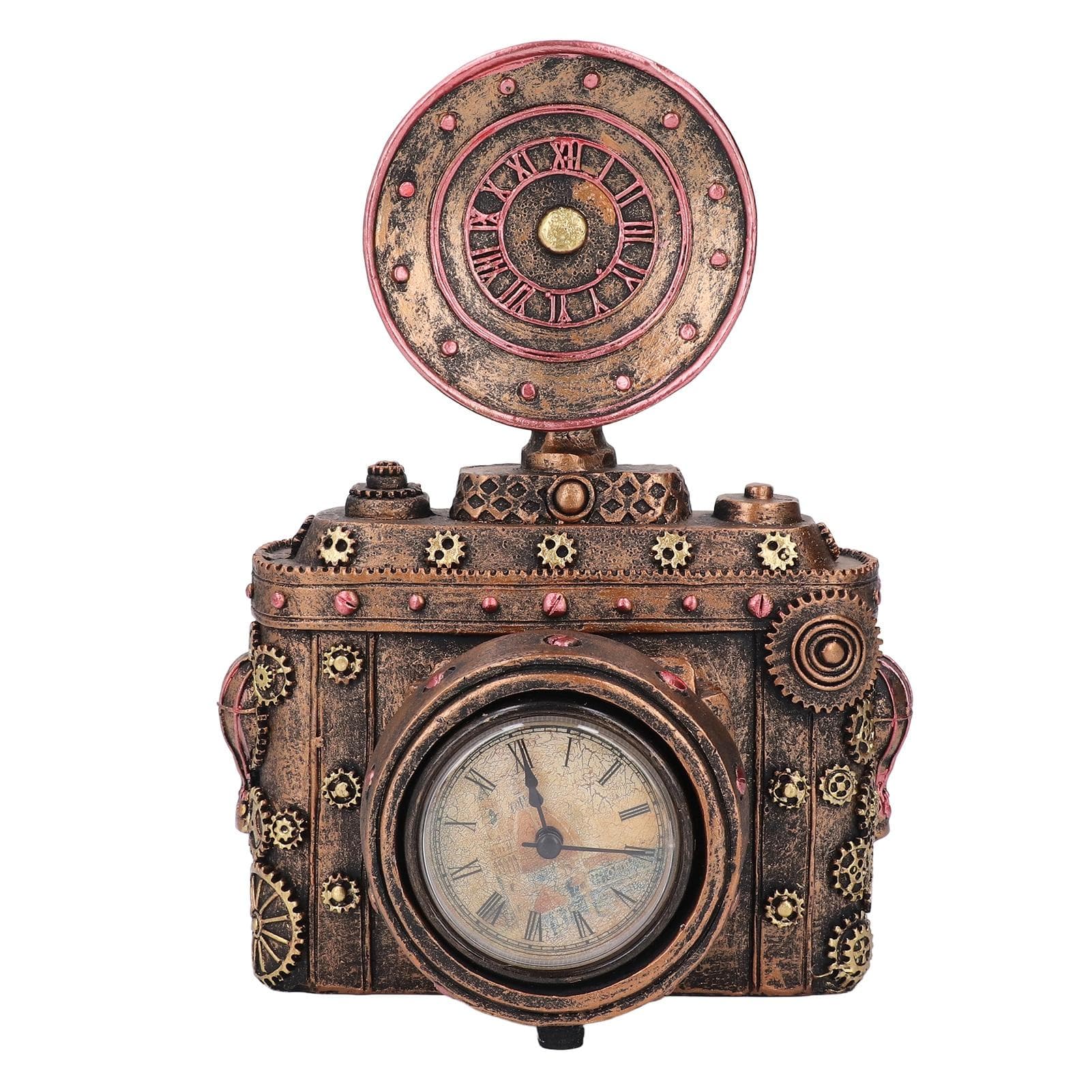 Retro Camera Ornament Clock Lifelike Antique Camera Resin Craft Vintage Style Camera Timepiece for