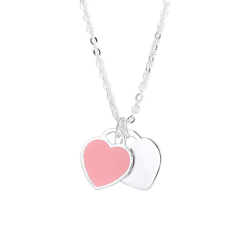 Yibaijia T-Home Love Necklace 925 Sterling Silver Red Heart Enamel Pendant