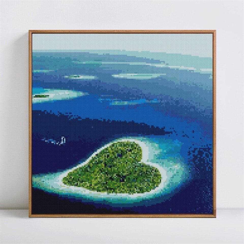 Diamond Embroidery Full Display Heart Land Cross Stitch Diamond Mosaic Scenic Diamond Painting 30x30CM