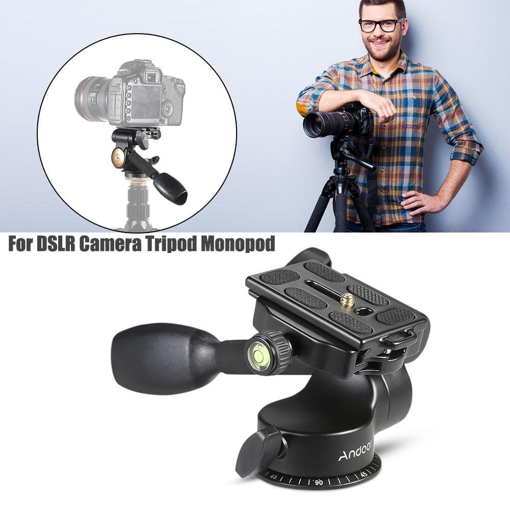 Video Tripod Ball Head Fluid Head Rocker Arm Quick Release Plate DSLR Camera Tripod Monopod black