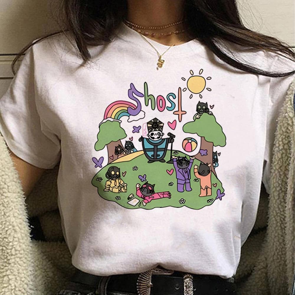 Ghost Band Tops Women T Shirts Streetwear Harajuku T-shirts Female Funny Designer Manga Clothing S