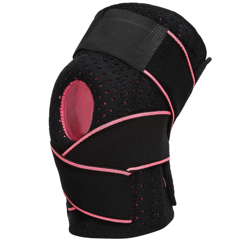 1pc Knee Brace with Side Stabilizers Breathable Sports Knee Support Protector(Black Pink )