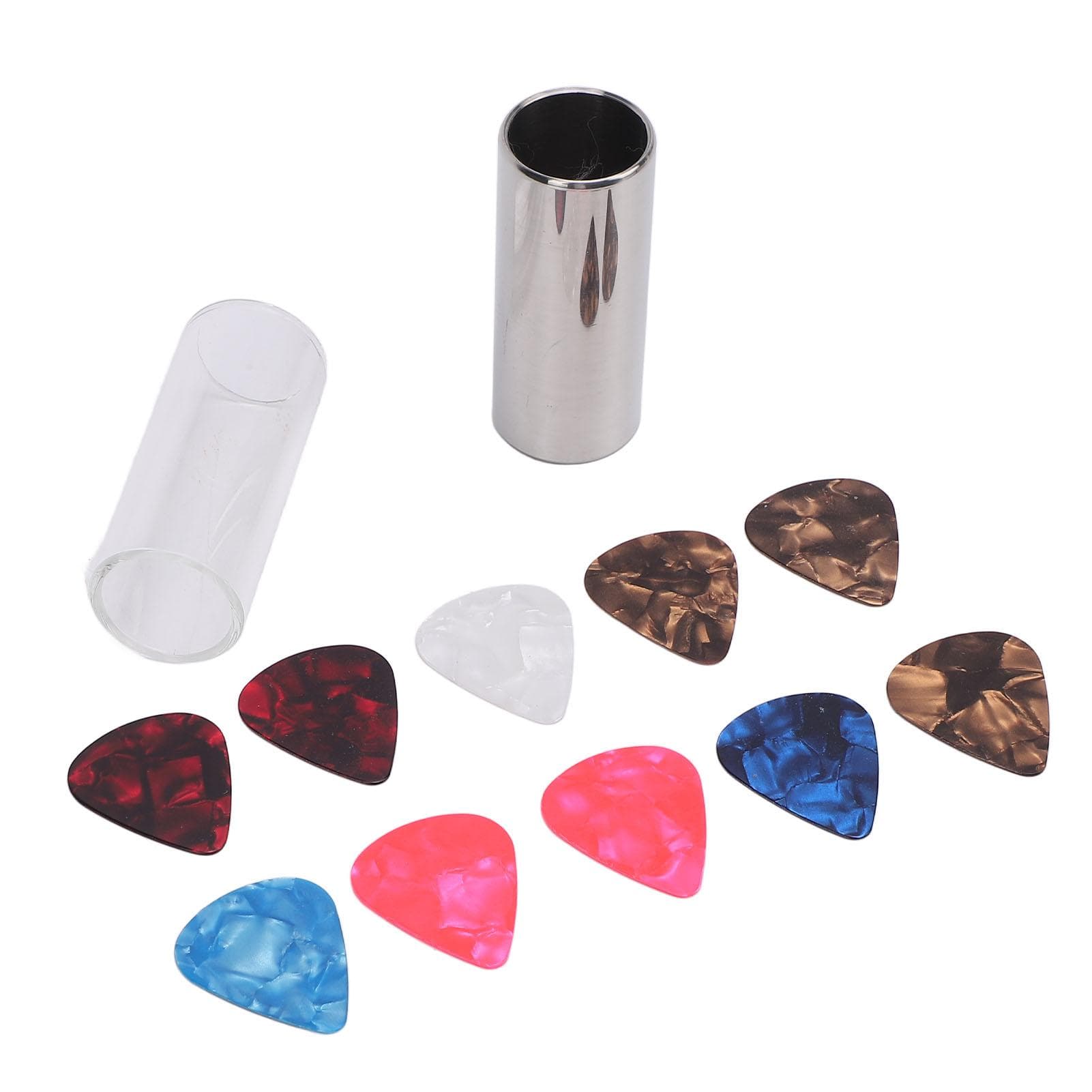Glass Slide Stainless Steel Slide 10 Picks Set with Storage Box for Guitar Bass Tuning