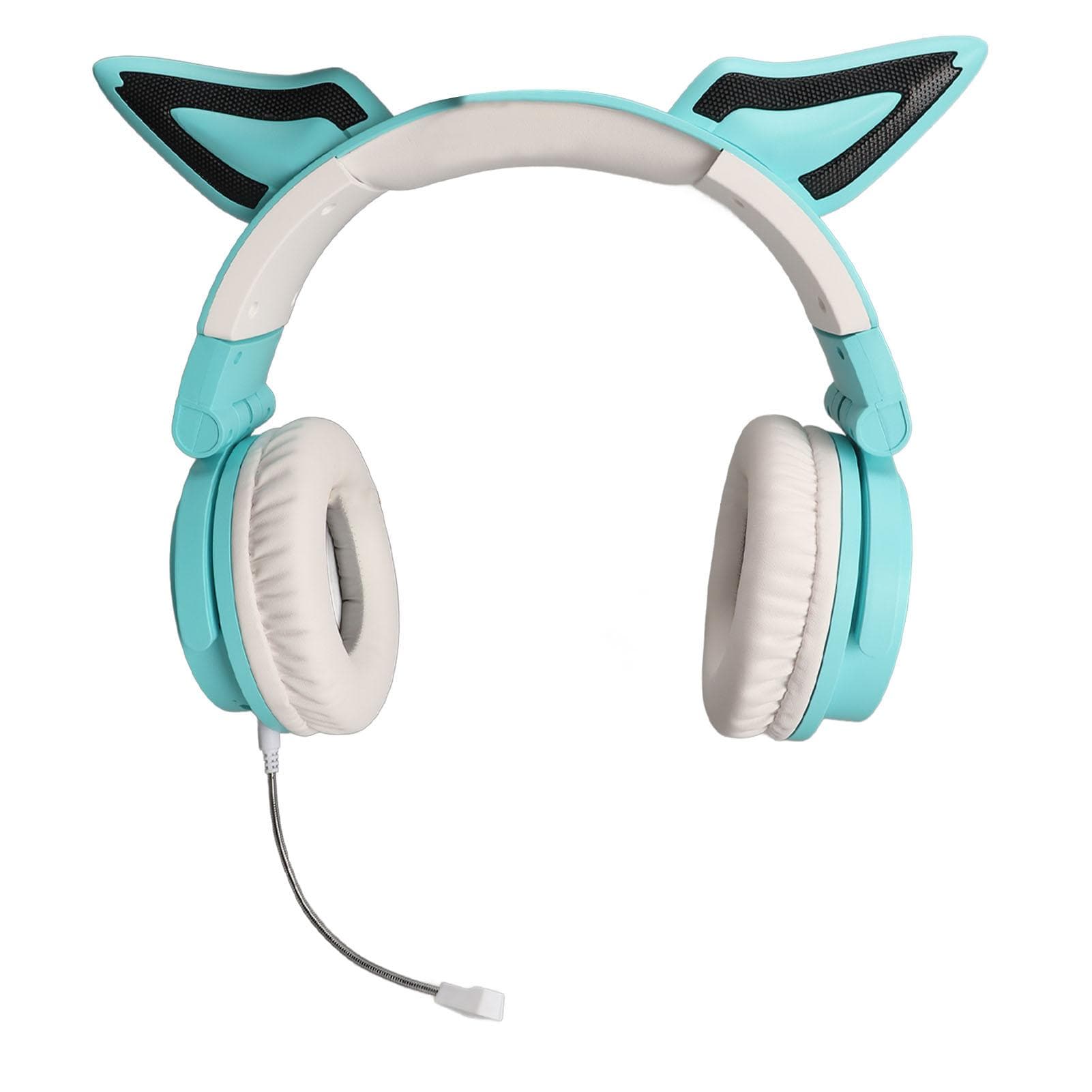 RGB Cat Ear Headset Bluetooth 5.3 Wireless Noise Reduction Type C Foldable Gaming Headset with