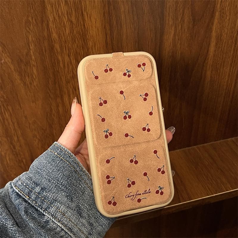 Small Fresh Japanese and Korean Ins Flip Folding Bracket IPhone 15/14 Full Screen Cherry Suitable for Apple 16promax iPhone 11