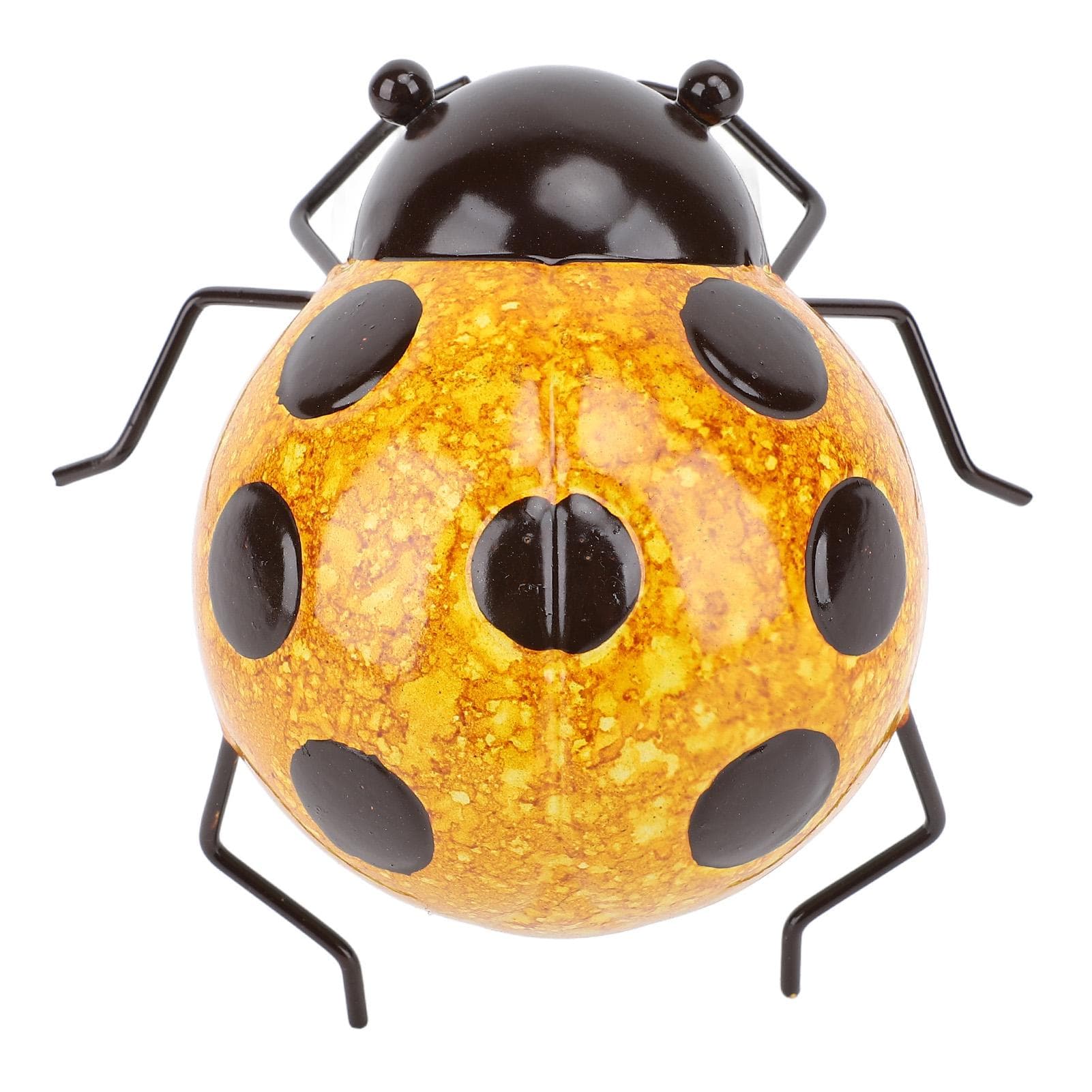 Metal Ladybird Handcrafted Iron Decorative Ladybird Sculpture Wall Art for Garden Yard Sidewalks yellow