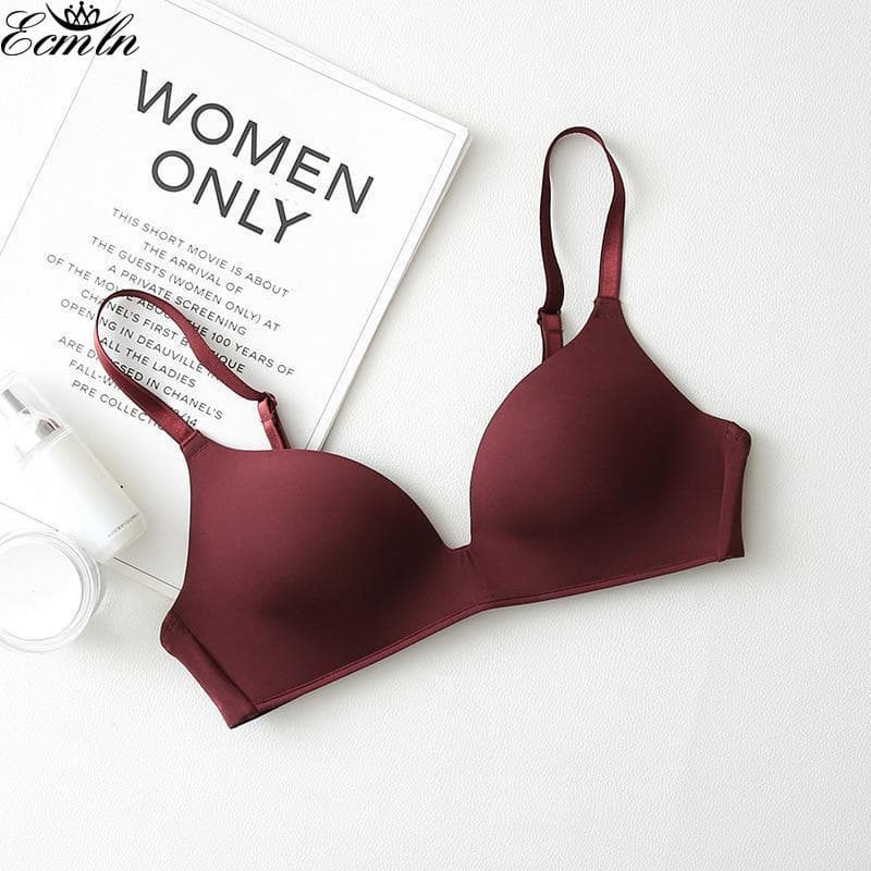 Breathable Bra 2 Bracelet Strapless Slim Seamless Without Rims Gather Sexy 85 wine red