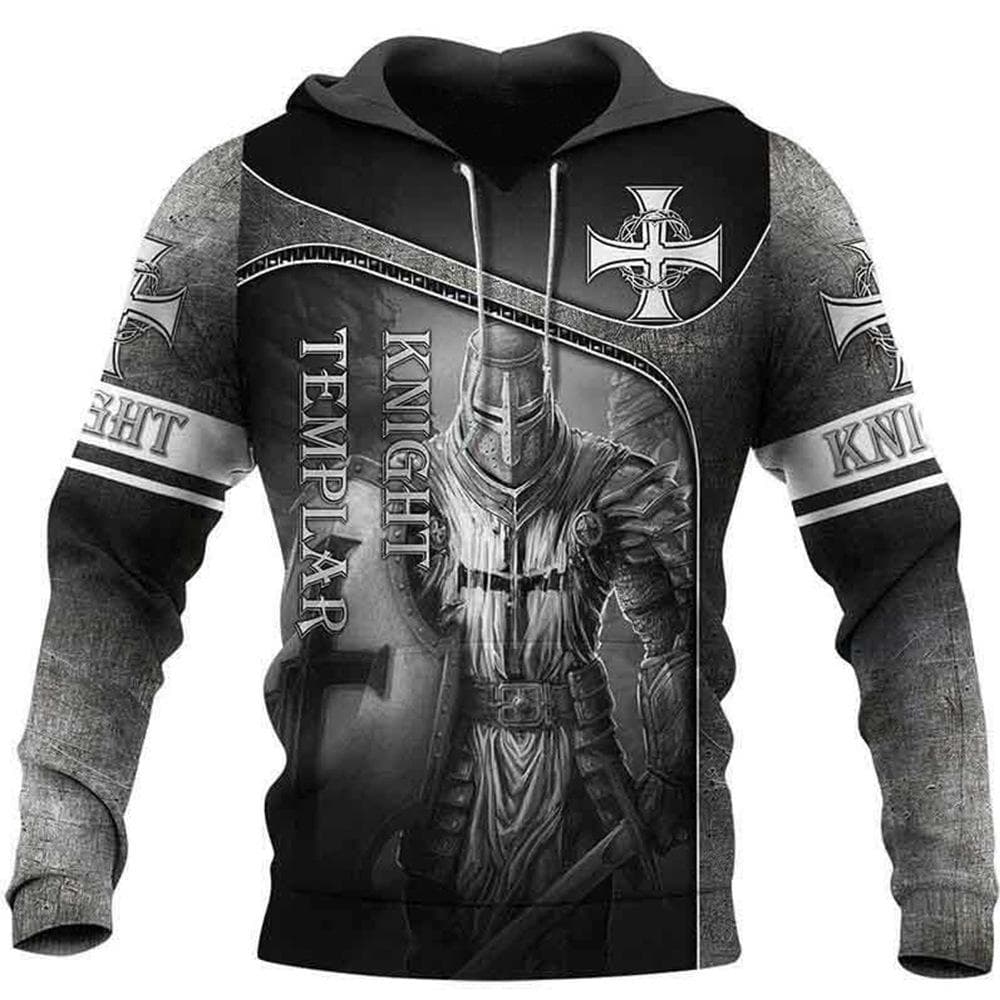 Knights Templar Men's Hoodie 3D Print Oversized Sweatshirt Fashion Loose Jacket Pullover Casual Hooded Streetwear Tops S