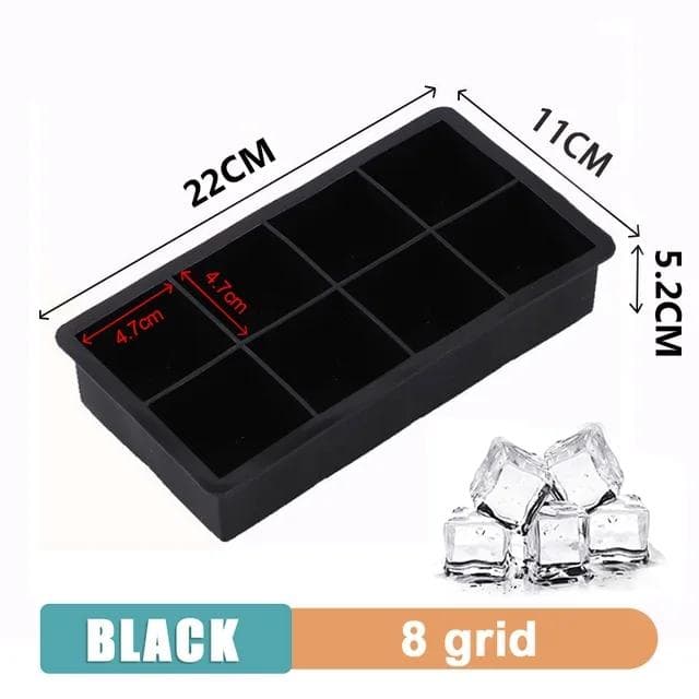 4/6/8 Grid Big Ice Tray Mold Giant Jumbo Large Food Grade Silicone Ice Cube Square Tray Mold DIY Ice Maker Ice Cube Tray 8 grid