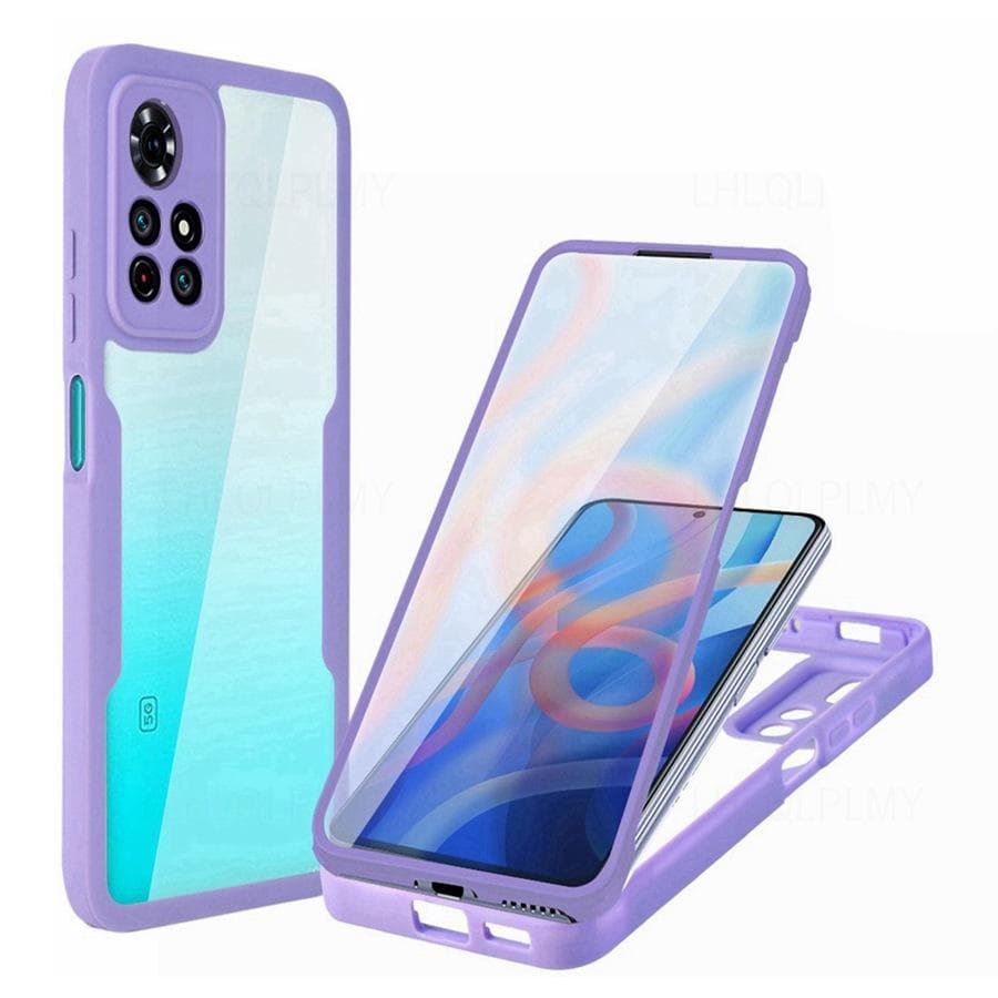 360 Degrees Protect ShockProof Case For Xiaomi Redmi Note 14 13T 13C 14C 15C 15 15T 14T Poco C75 C85 Pro X7 5G X6 11 12 13 Lite 11T Front + Back Cover Redmi 10 purple
