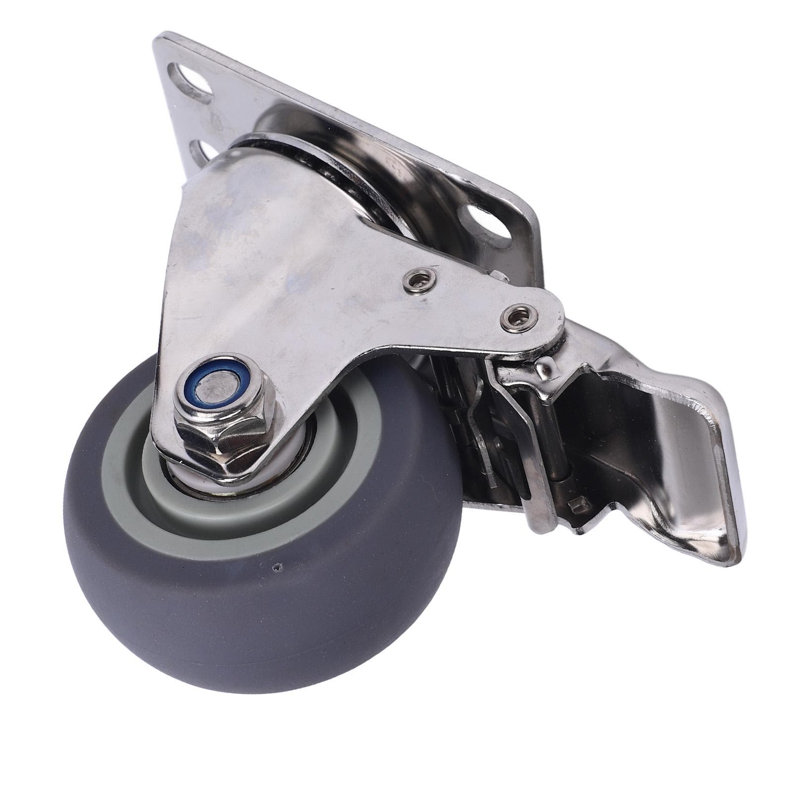 Caster Wheel 3 Inch 304 Stainless Steel TPR Quiet Multifunctional 360 Degrees Swivel Casters with