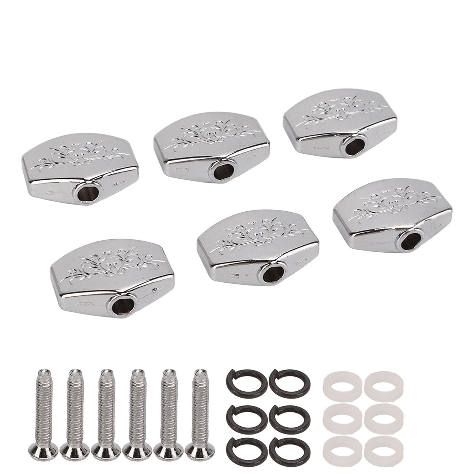 6Pcs Guitar Tuning Peg Tuners Button Machine Head Replacement Buttons Knob Metal Carved Big Square