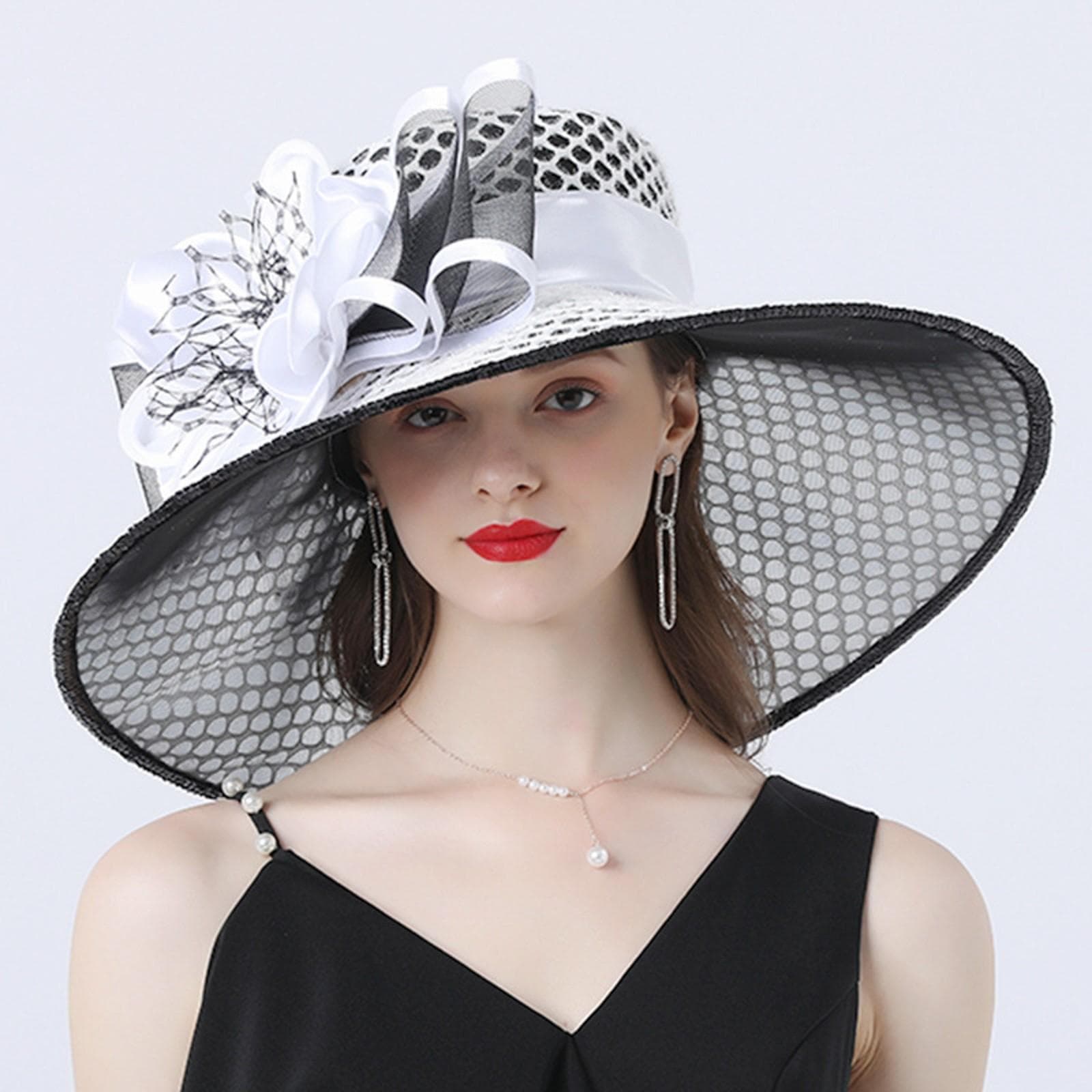 Wide Brim Phrase Women Church Hat Wide Brim Sun Hats For Wedding Tea Party Fascinator Hat Use Beach Cap Tea Party Dress Cap L