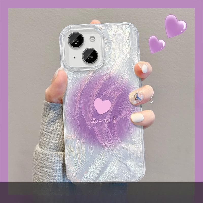 Suitable for Apple 15 Feather Yarn Mobile Phone Case Summer Iphone14pro Full of Joy Invisible Bracket 13 Large Holes All Inclusive 8 iPhone SE (Second Generation)