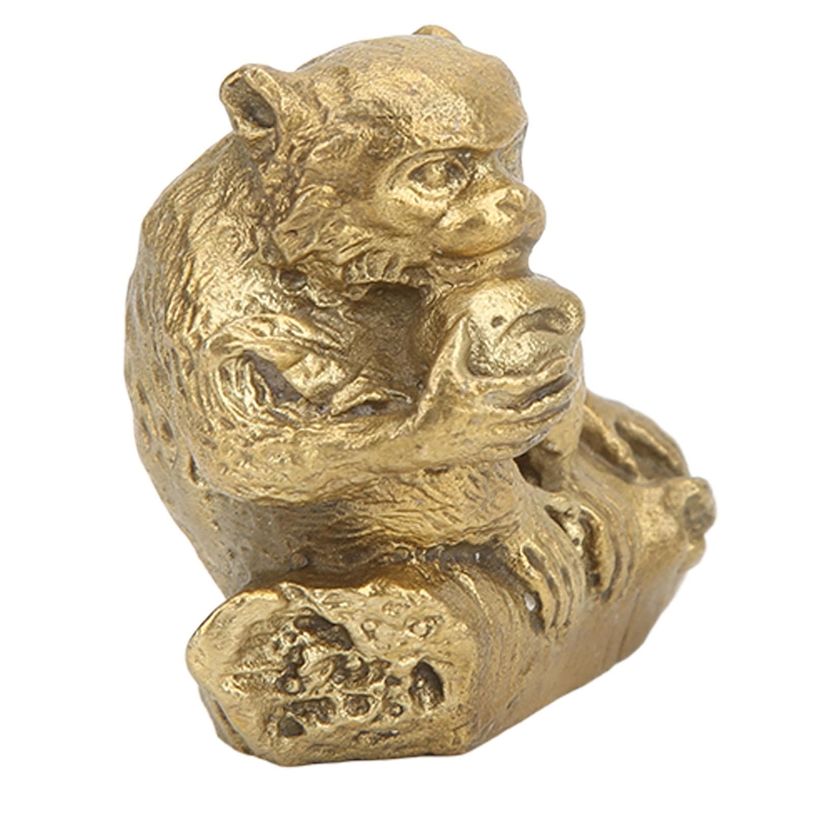 Brass Monkey Statue Vivid Image High Hardness Small Size Monkey Figurines for Home Decoration