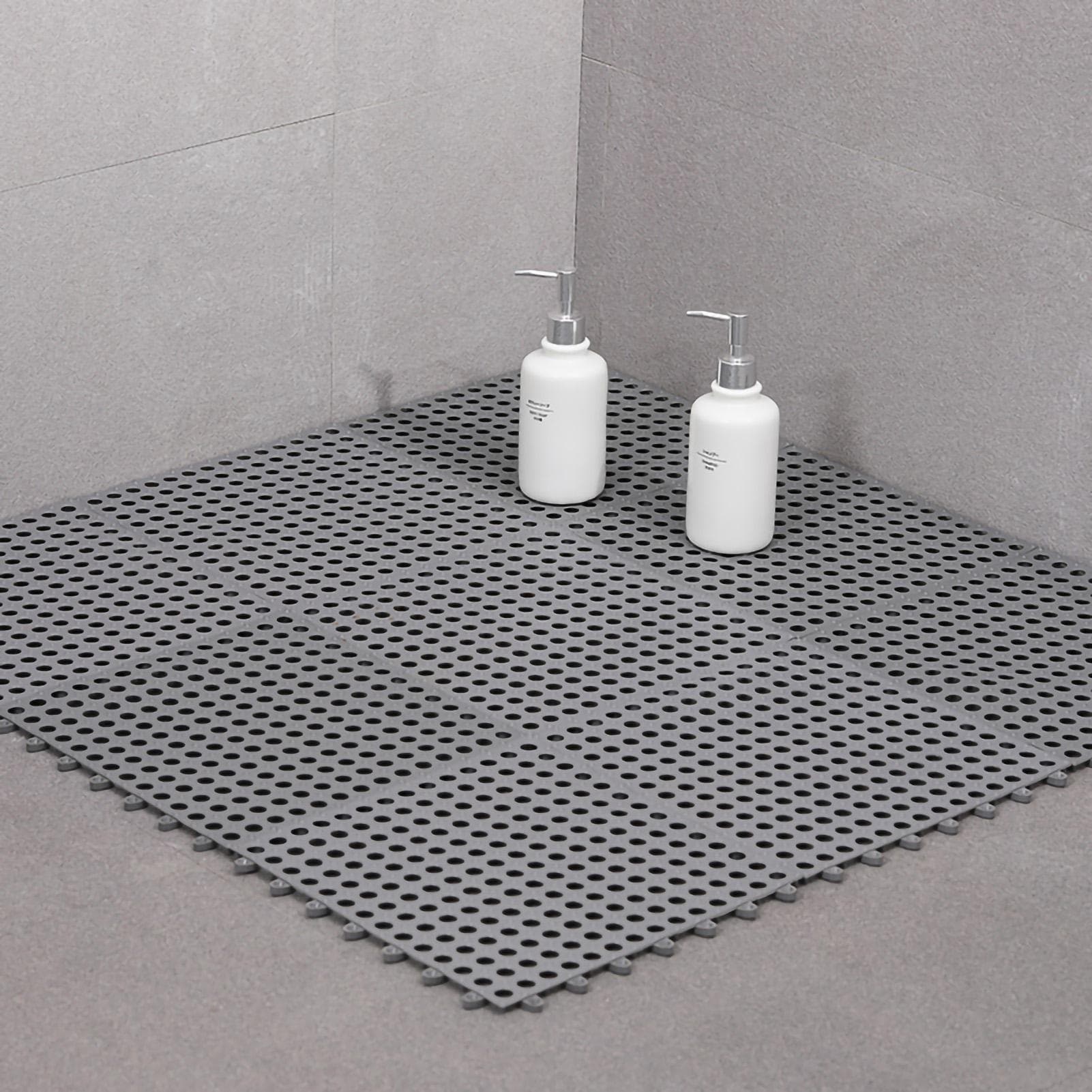 Bathroom Mat 30 X 30cm Prevent Slipping Spliced Comfortable Indoor Bath Mat for Bathrooms Kitchens dark gray