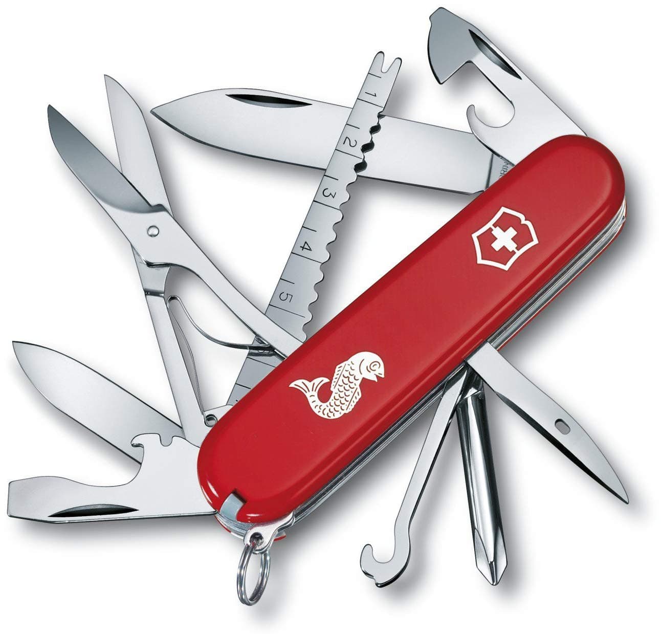 VICTORINOX Fisherman's Swiss Army Knife, Multi-Function Knife for Fishing and Outdoor Activities, Includes Scissors, De-Fingering, Scale Remover, and