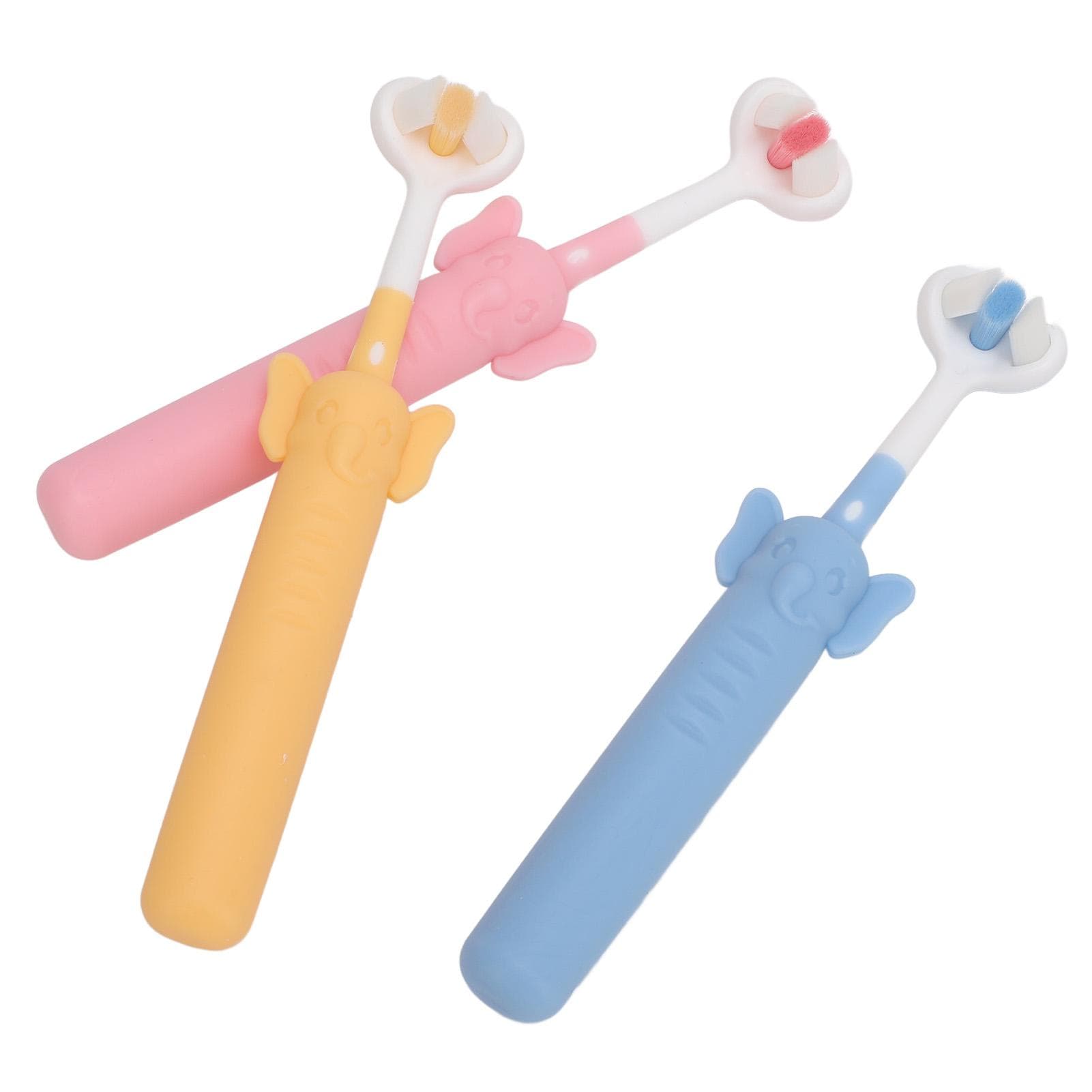 3Pcs 3 Sided Toddler Toothbrush Gentle Soft Bristles Kids Toothbrush Autism Sensory Toothbrush for