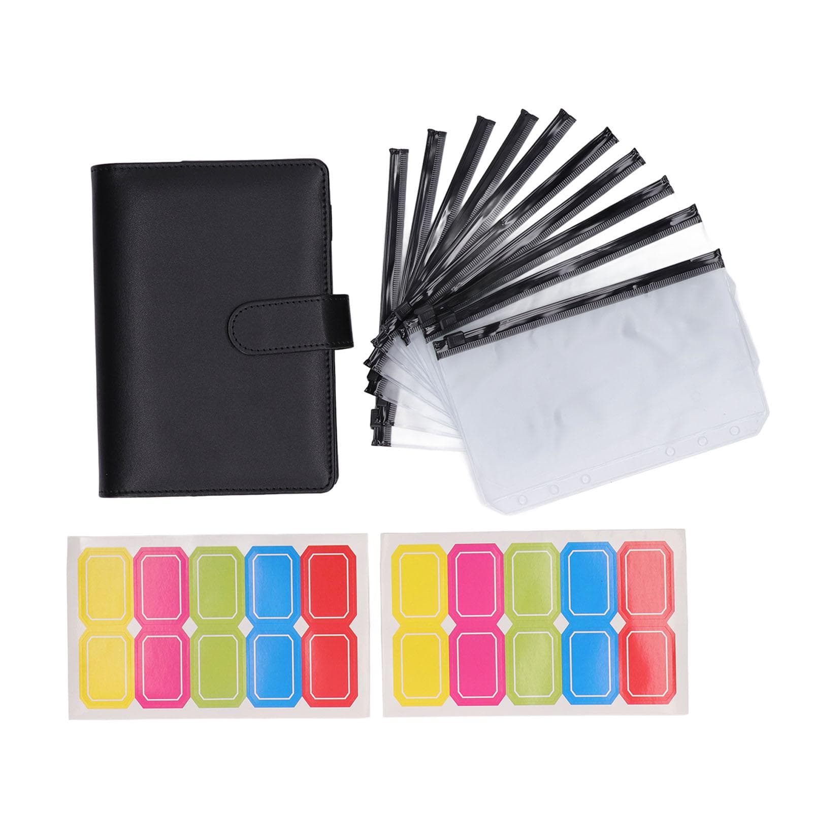 A6 Budget Binder Multipurpose 6 Holes Waterproof A6 PU Leather Money Saving Binder for Home Travel black