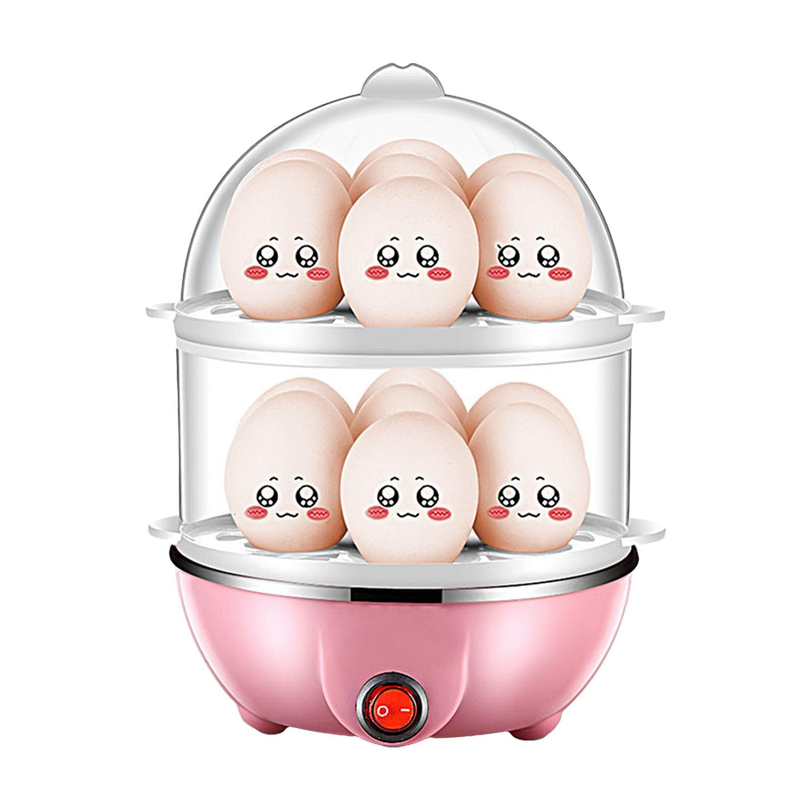 Egg Cooker 7 Egg Capacity Hard Boiled Egg Cooker Antidry Electric Egg Boiler with 40mL Measuring Double layer pink