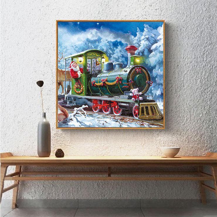 Diamond Painting Santa on Train Diy Diamond Painting Embroidery Cross Stitch Home Decor 20x20CM