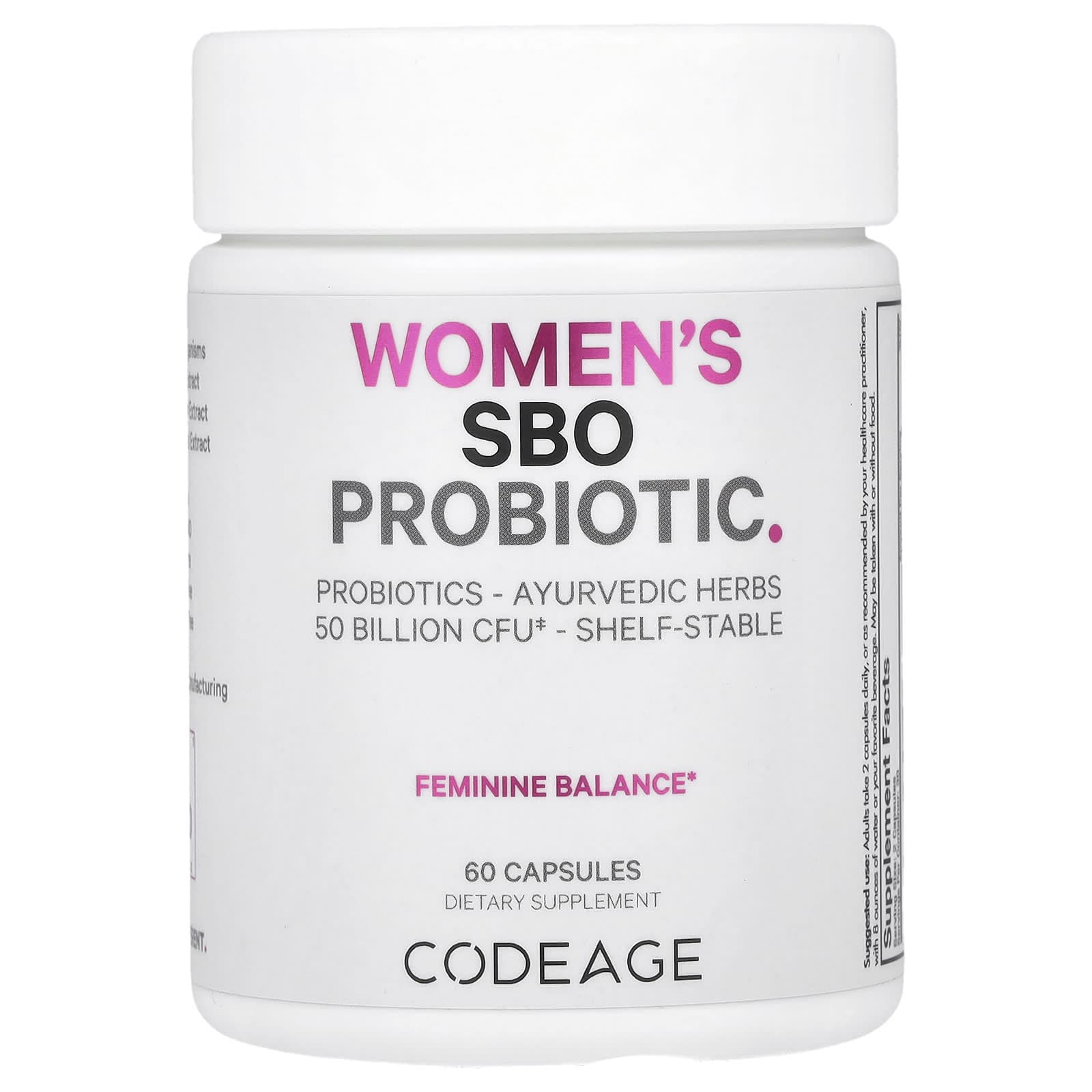 Codeage, SBO Probiotic for Women, 50 Billion CFU, 60 Capsules
