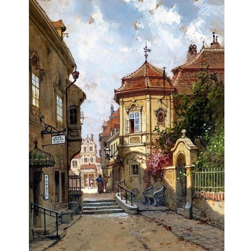 Diy Diamond Painting Cross Stitch Town Alley Landscape Diamond Embroidery Mosaic Decoration Home 20X30CM